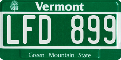 VT license plate LFD899
