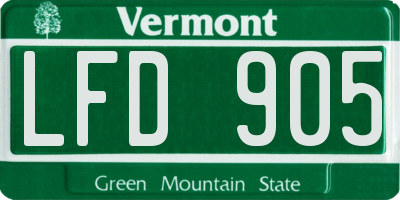 VT license plate LFD905