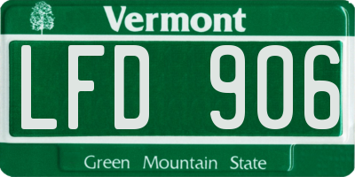 VT license plate LFD906