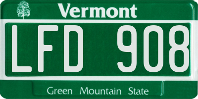 VT license plate LFD908