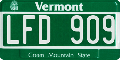 VT license plate LFD909