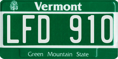 VT license plate LFD910