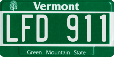 VT license plate LFD911