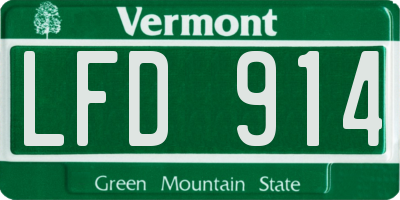 VT license plate LFD914