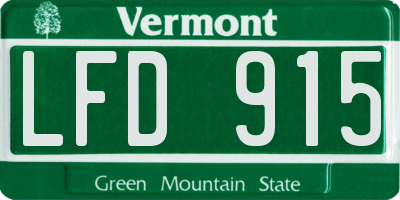 VT license plate LFD915