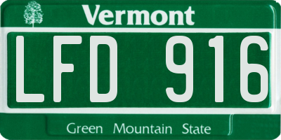 VT license plate LFD916