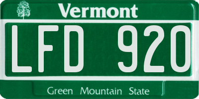 VT license plate LFD920