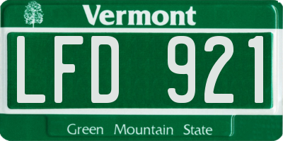 VT license plate LFD921