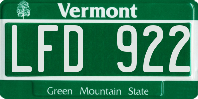VT license plate LFD922