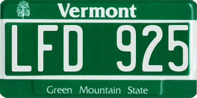 VT license plate LFD925