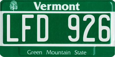 VT license plate LFD926