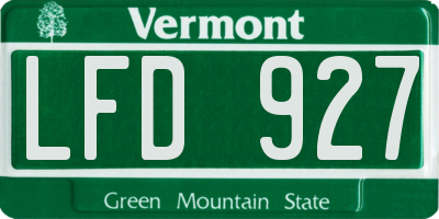 VT license plate LFD927