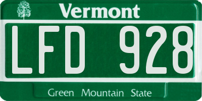 VT license plate LFD928
