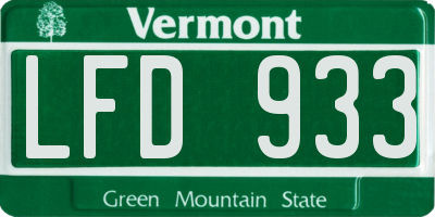 VT license plate LFD933