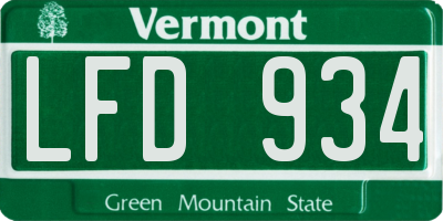 VT license plate LFD934