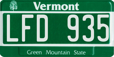 VT license plate LFD935