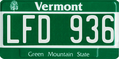 VT license plate LFD936