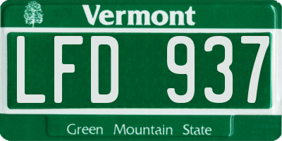 VT license plate LFD937
