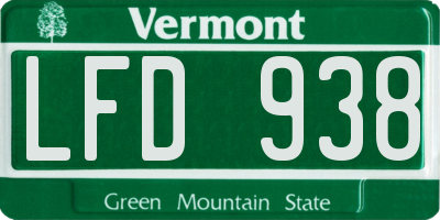 VT license plate LFD938