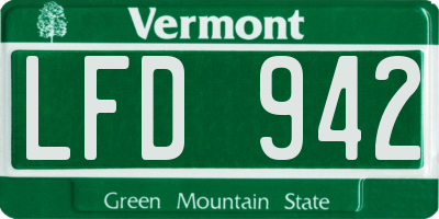VT license plate LFD942