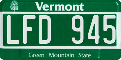 VT license plate LFD945