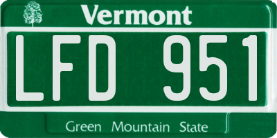 VT license plate LFD951