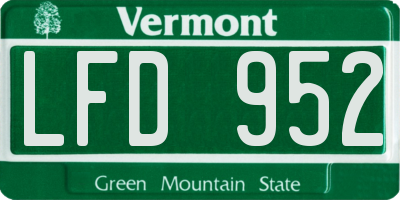 VT license plate LFD952