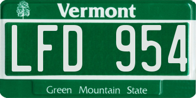 VT license plate LFD954