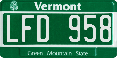 VT license plate LFD958