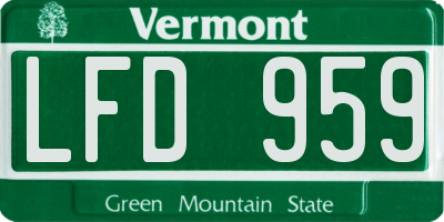VT license plate LFD959