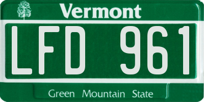 VT license plate LFD961