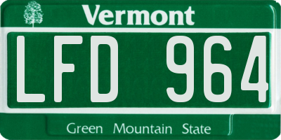 VT license plate LFD964