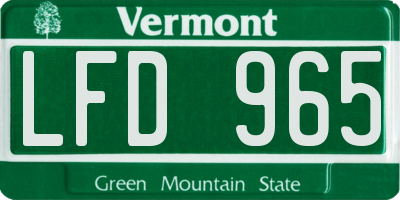 VT license plate LFD965