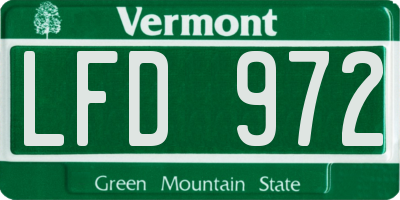 VT license plate LFD972