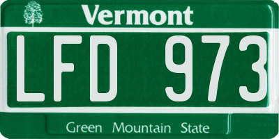 VT license plate LFD973