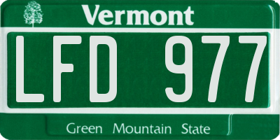 VT license plate LFD977