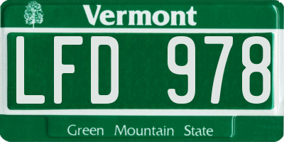 VT license plate LFD978