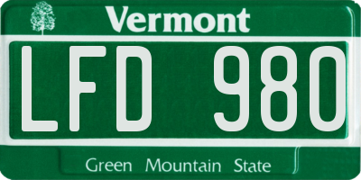 VT license plate LFD980