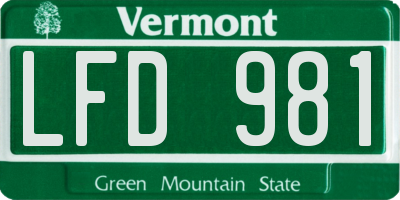 VT license plate LFD981