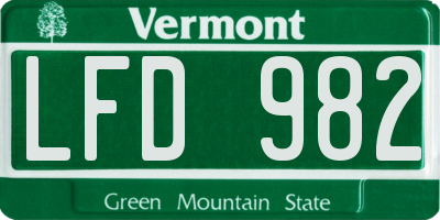 VT license plate LFD982