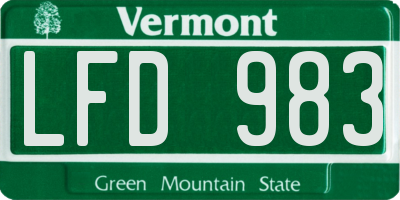 VT license plate LFD983