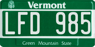 VT license plate LFD985
