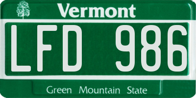 VT license plate LFD986