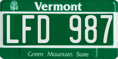 VT license plate LFD987