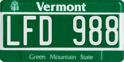 VT license plate LFD988