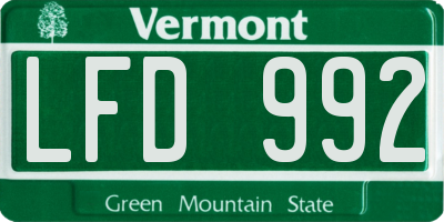 VT license plate LFD992