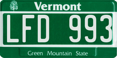VT license plate LFD993