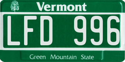 VT license plate LFD996