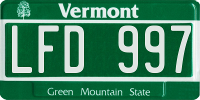 VT license plate LFD997