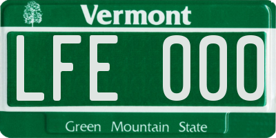 VT license plate LFE000